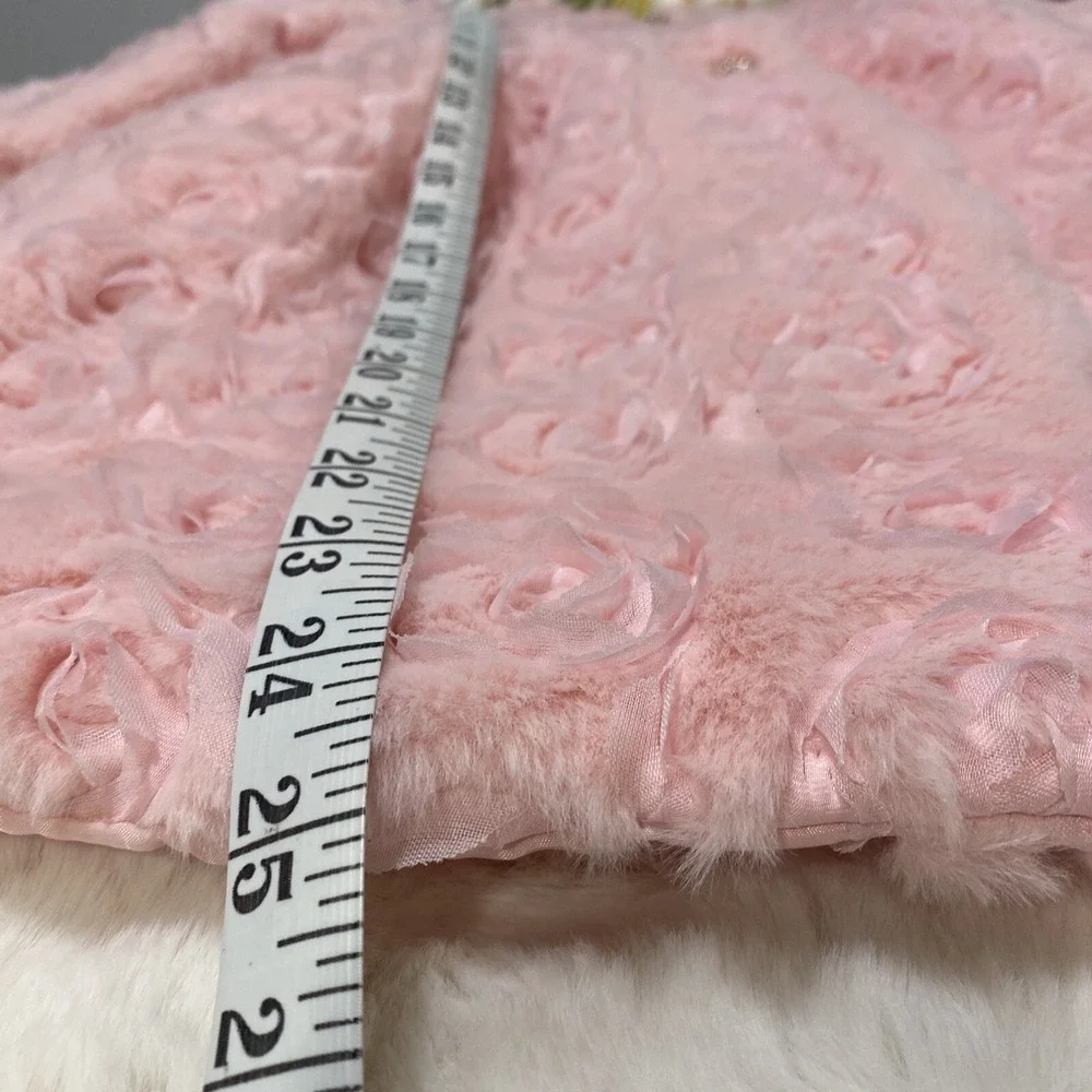 Blueberry Boulevard Girls Pink Faux Fur Rosette Coat Size 6‎ MCB35177